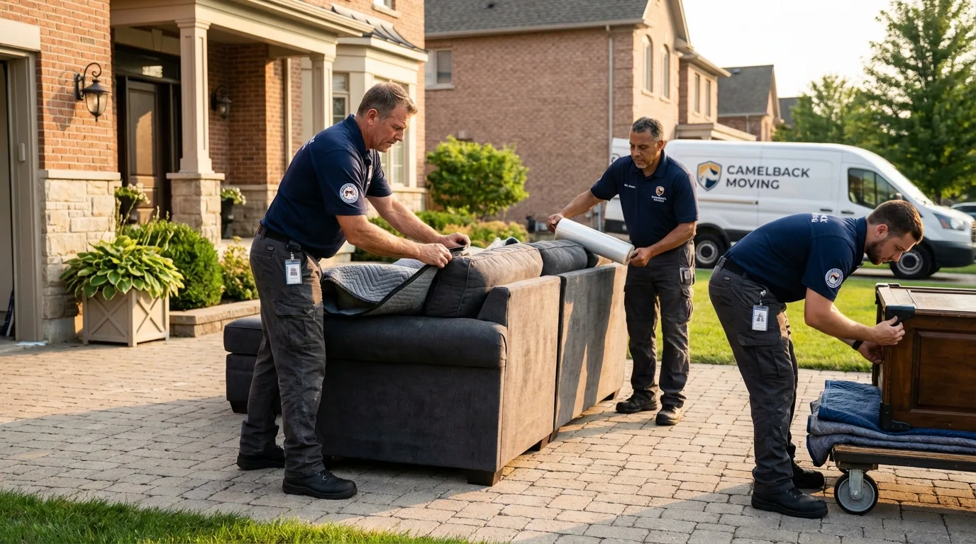 Large estate moving crew wrapping furniture in Carthage, TX