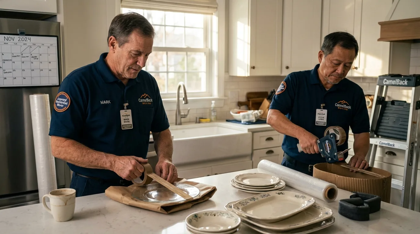 Professional crew packing kitchen dishware in Carthage, TX